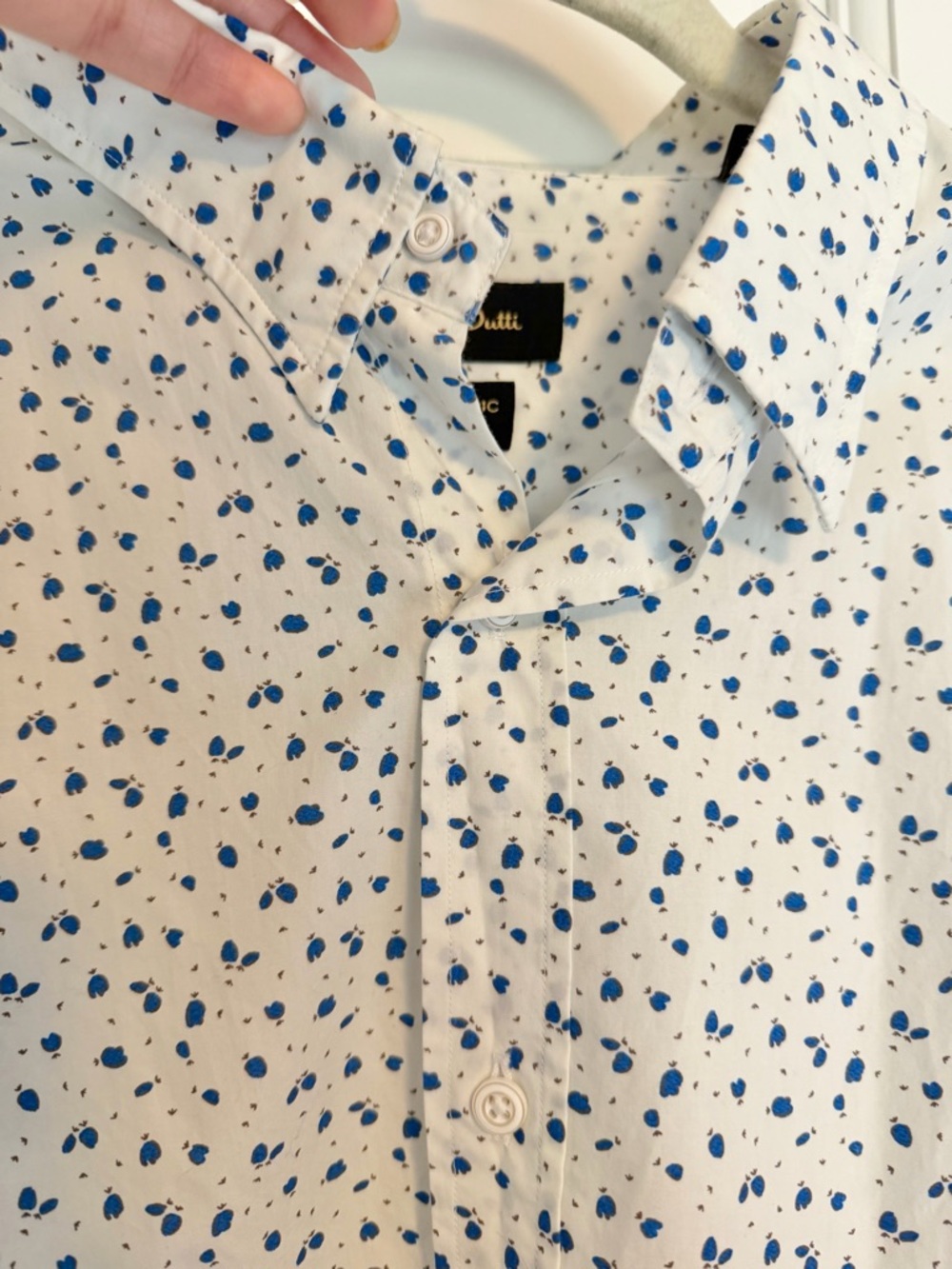 Massimo Dutti Shirt Mens Xl White Blue Print Button Down Casual Dress Shirt — image 5 of 6